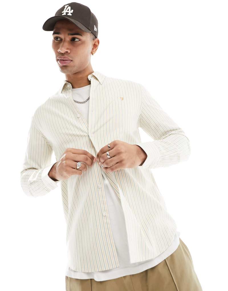 Farah brewer stripe shirt in white Farah