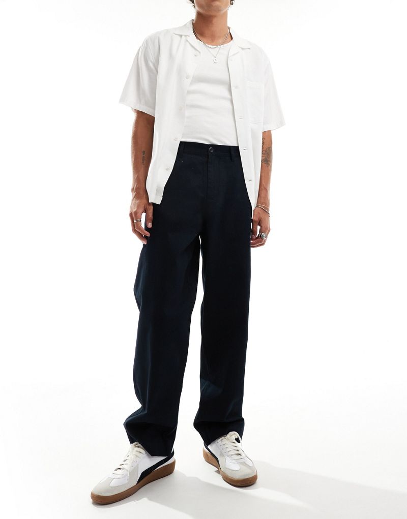 Fred Perry straight leg twill pants in navy  Fred Perry