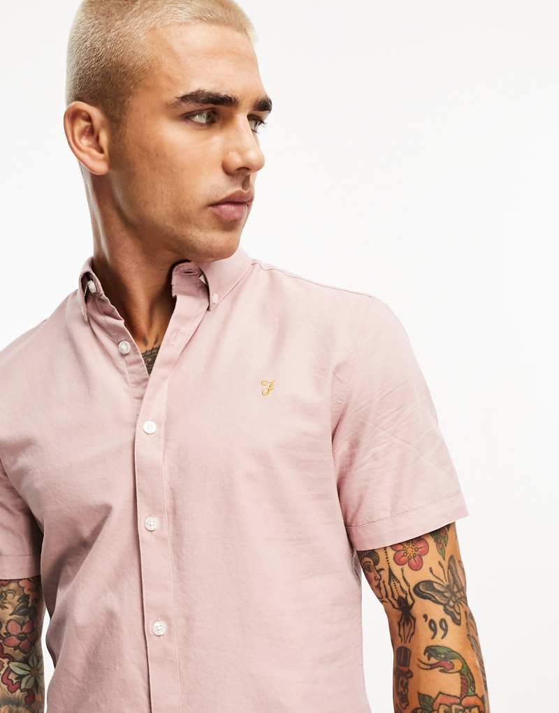 Farah Brewer long sleeve shirt in dark pink Farah