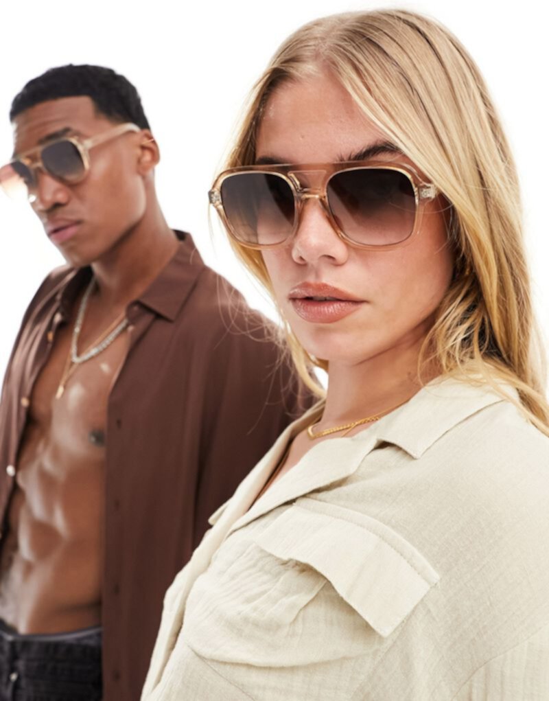 Jeepers Peepers aviator sunglasses in beige transparent Jeepers Peepers