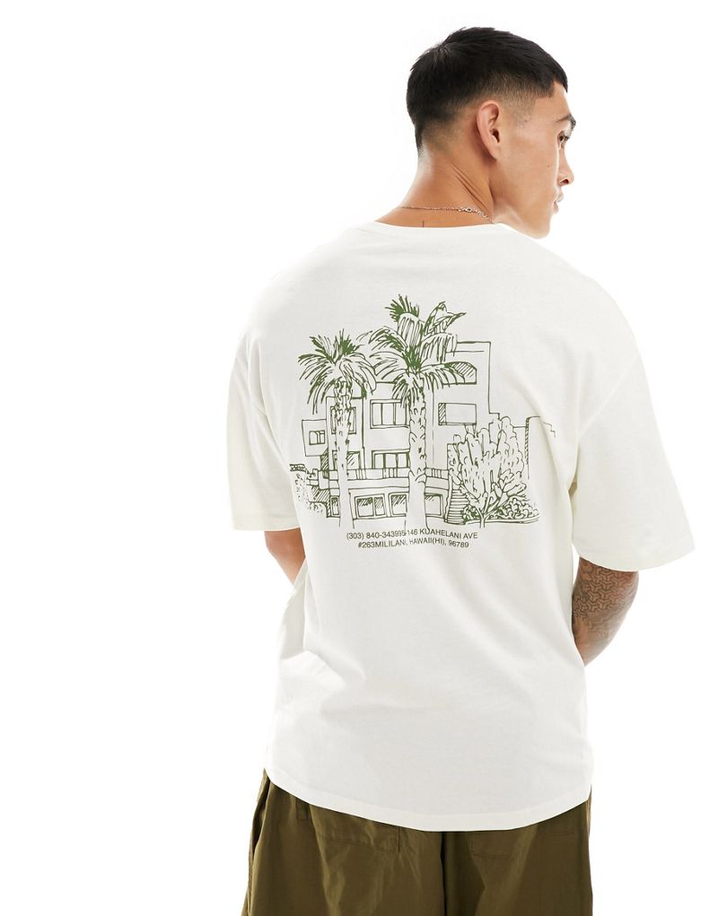 Jack & Jones oversized palm resort back print T-shirt in white Jack & Jones