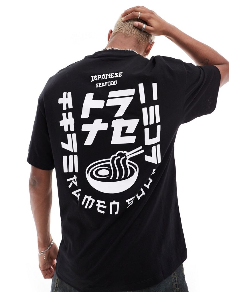 Jack & Jones oversized T-shirt with ramen back print in black Jack & Jones