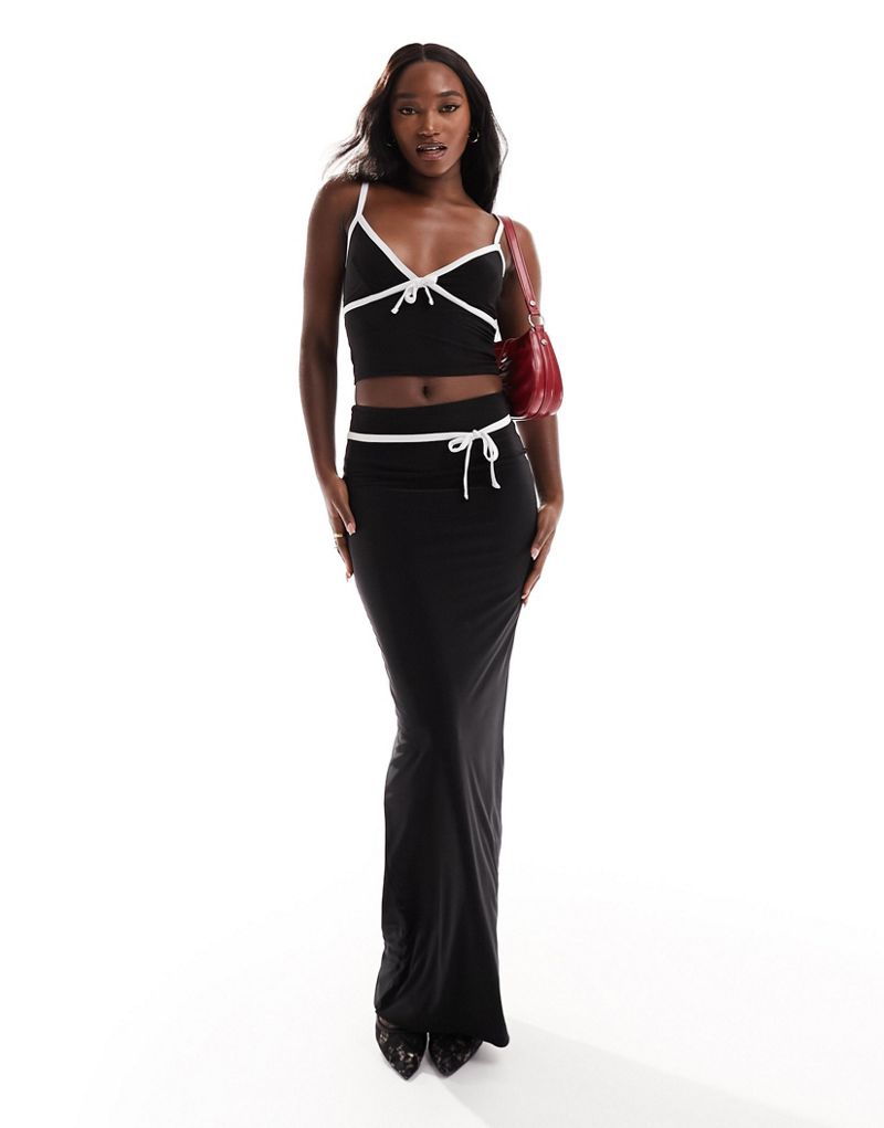 Kaiia bow detail maxi skirt in black - part of a set Kaiia