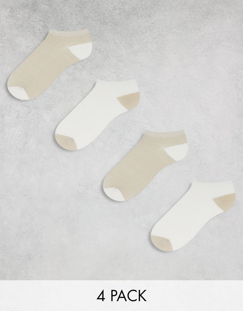 Lindex 4 pack sneaker socks in neutral Lindex