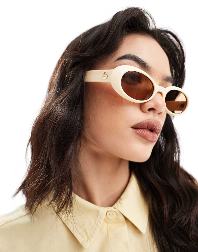 Le Specs work it oval sunglasses in ivory Le Specs