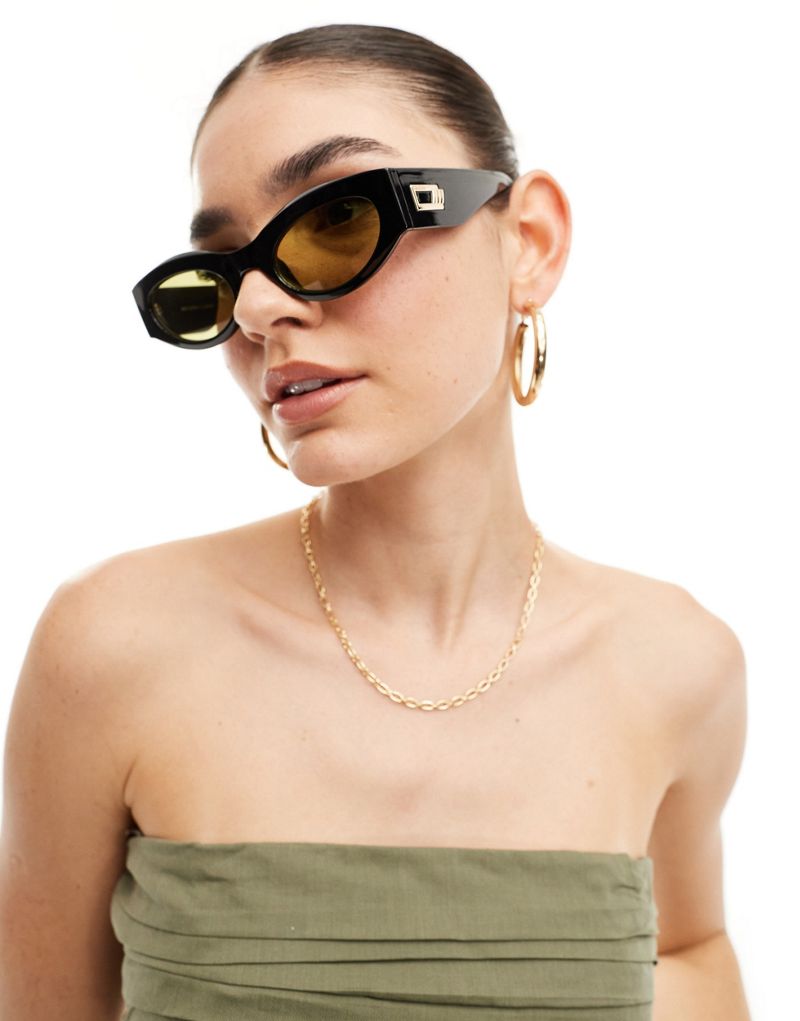 Le Specs body bumpin cat eye sunglasses in black Le Specs