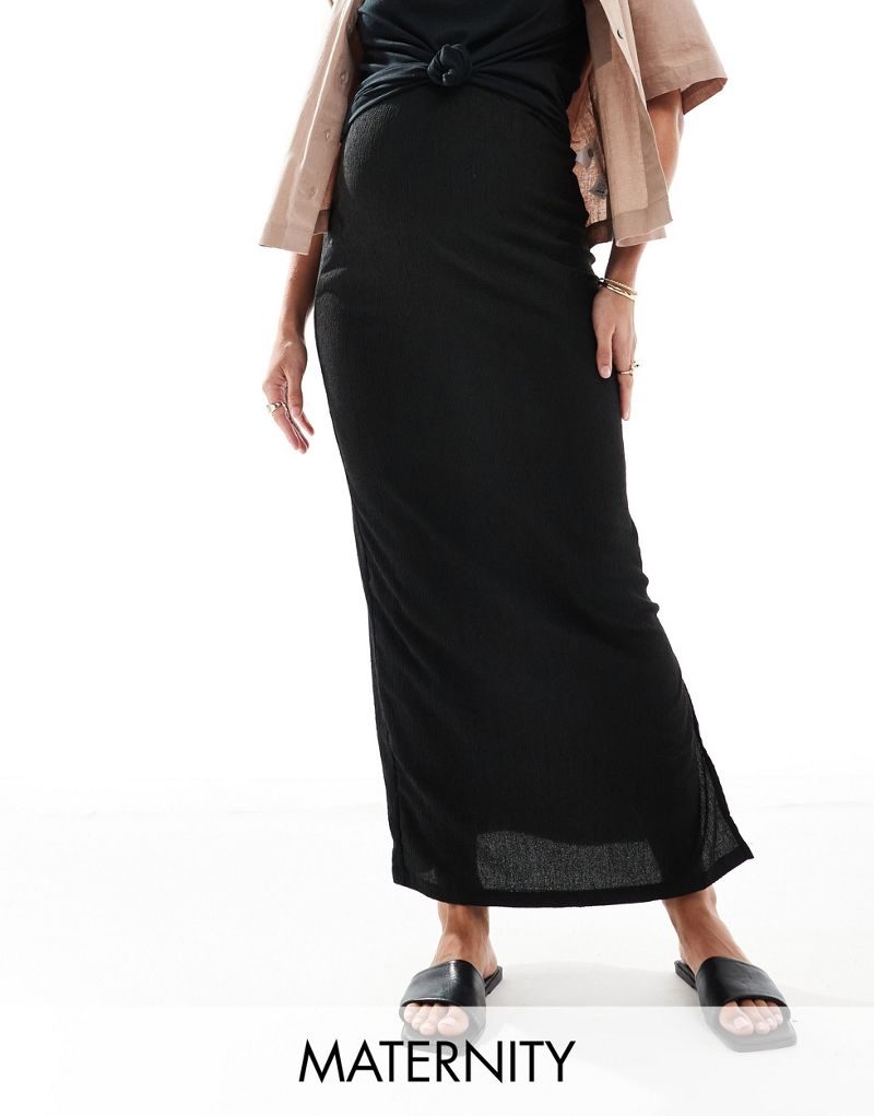 Mamalicious Maternity maxi column skirt in black MAMALICIOUS
