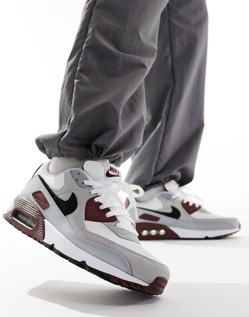 Nike Air Max 90 sneakers in gray, white and burgundy Nike