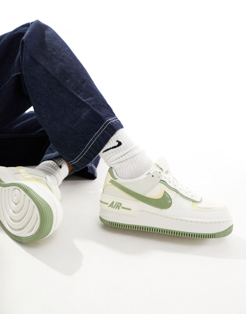 Nike Air Force 1 Shadow sneakers in white and green Nike