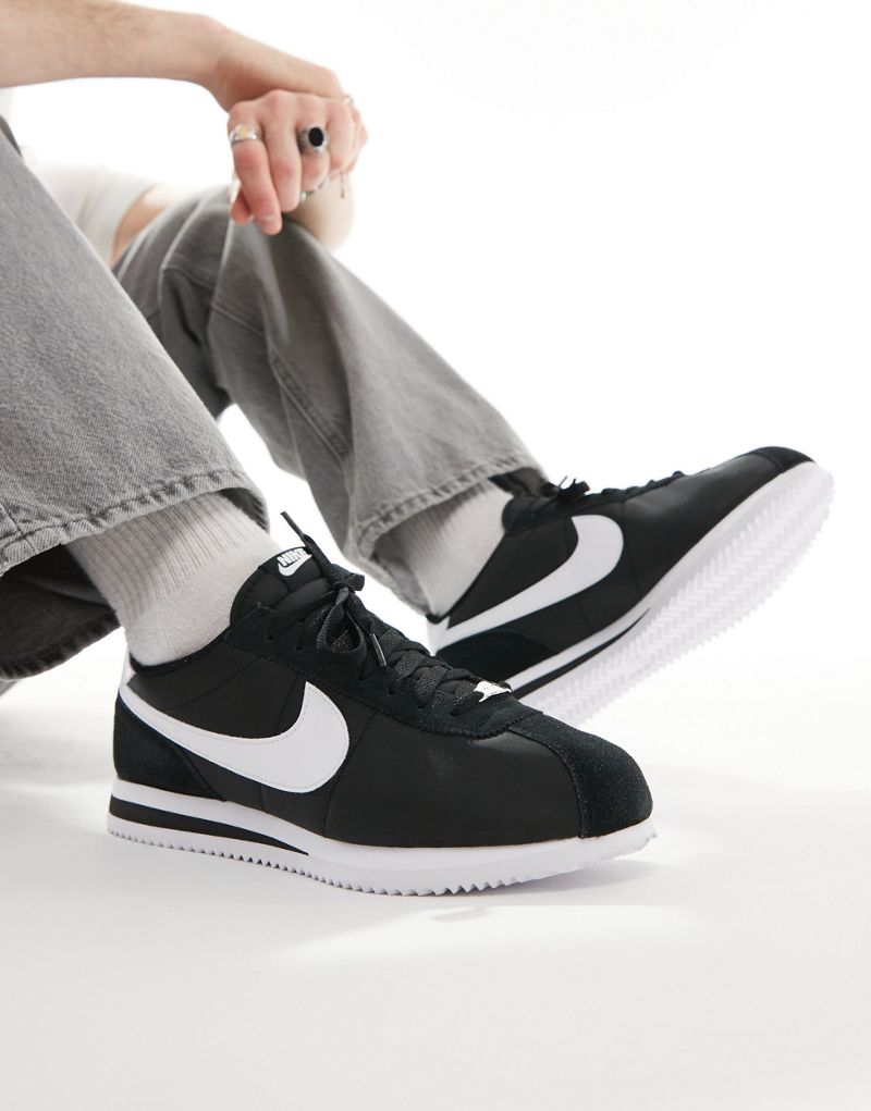 Nike Cortez nylon sneakers in black and white  Nike