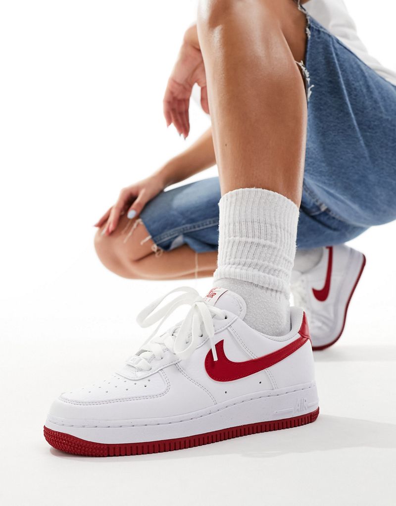 Nike Air Force 1 sneakers in white and red  Nike