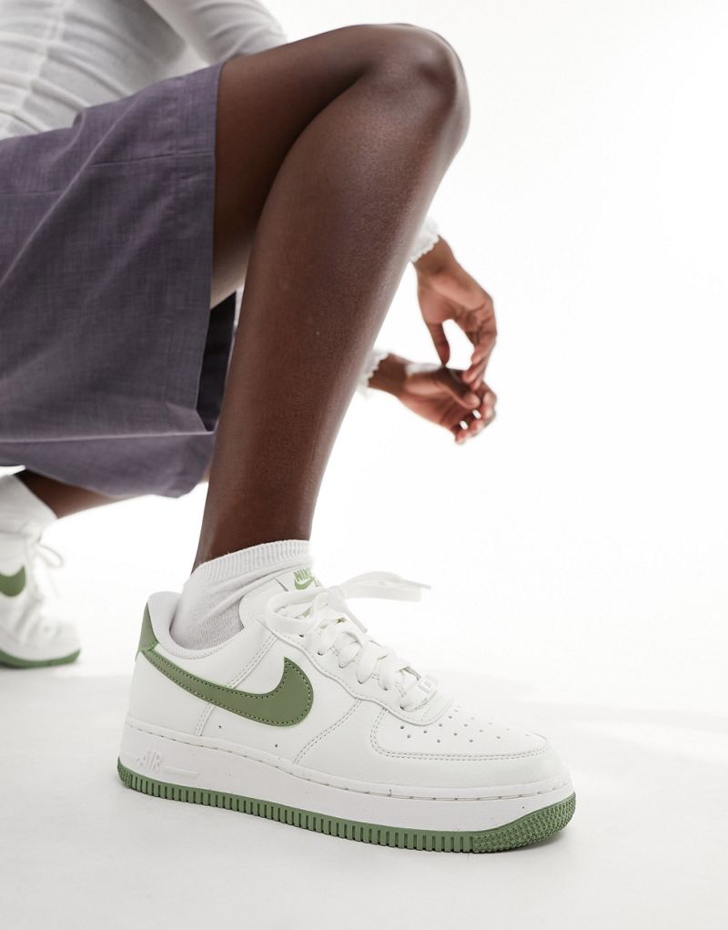 Nike Air Force 1 sneakers in white and green  Nike