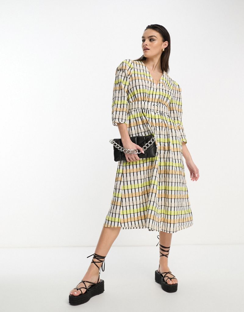 Object smock midi dress in tile print Object