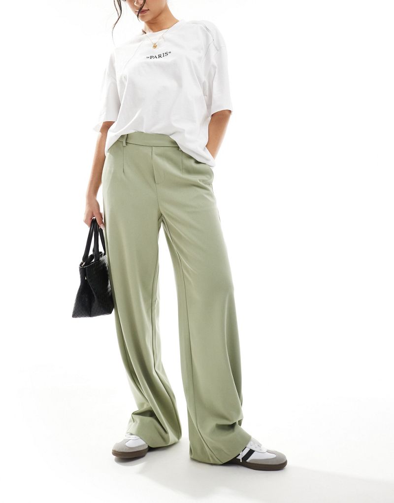 Object wide leg pants in tea green Object