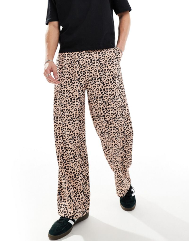 Reclaimed Vintage unisex wide leg pants in leopard print Reclaimed Vintage