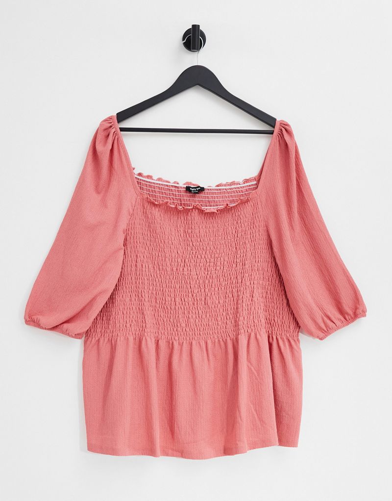 Simply Be shirred top in pink Simply Be