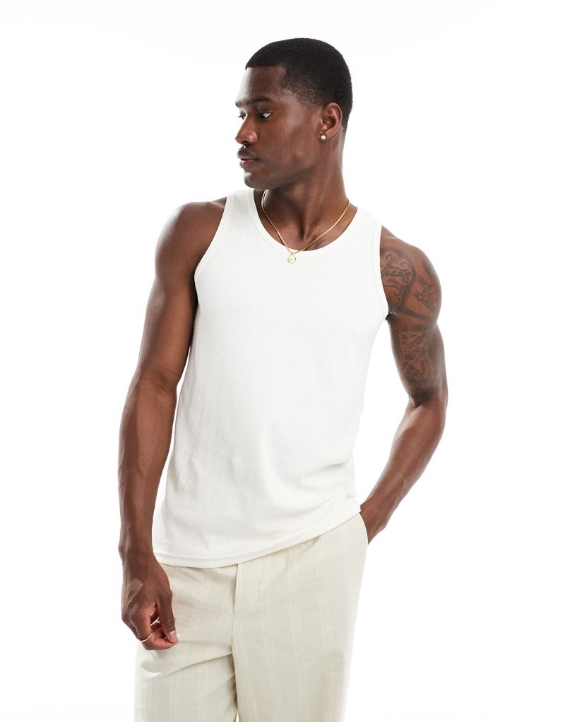 Selected Homme ribbed tank top in white  Selected