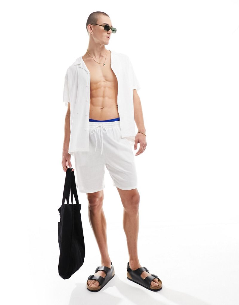 South Beach linen blend shorts in white  SOUTH BEACH