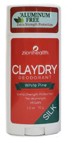 Clay Dry Deodorant Aluminum Free Silk - White Pine -- 2.5 oz Zion Health