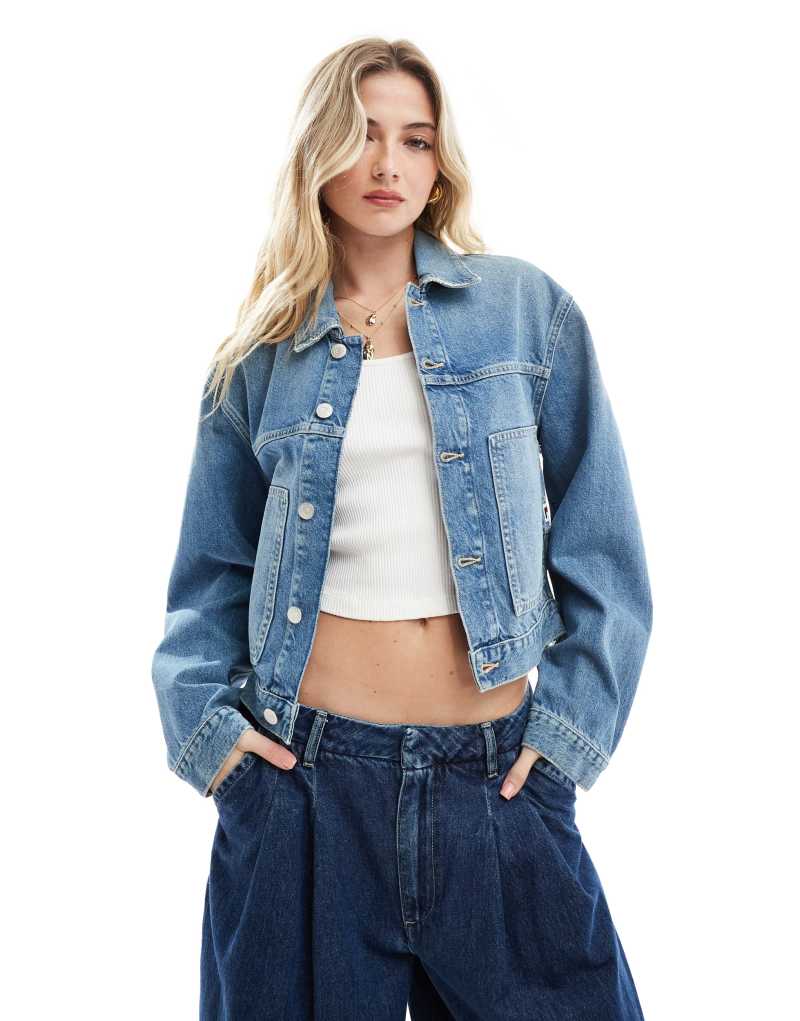 Женская куртка Tommy Jeans Cropped Carpenter из светлого денима Tommy Jeans