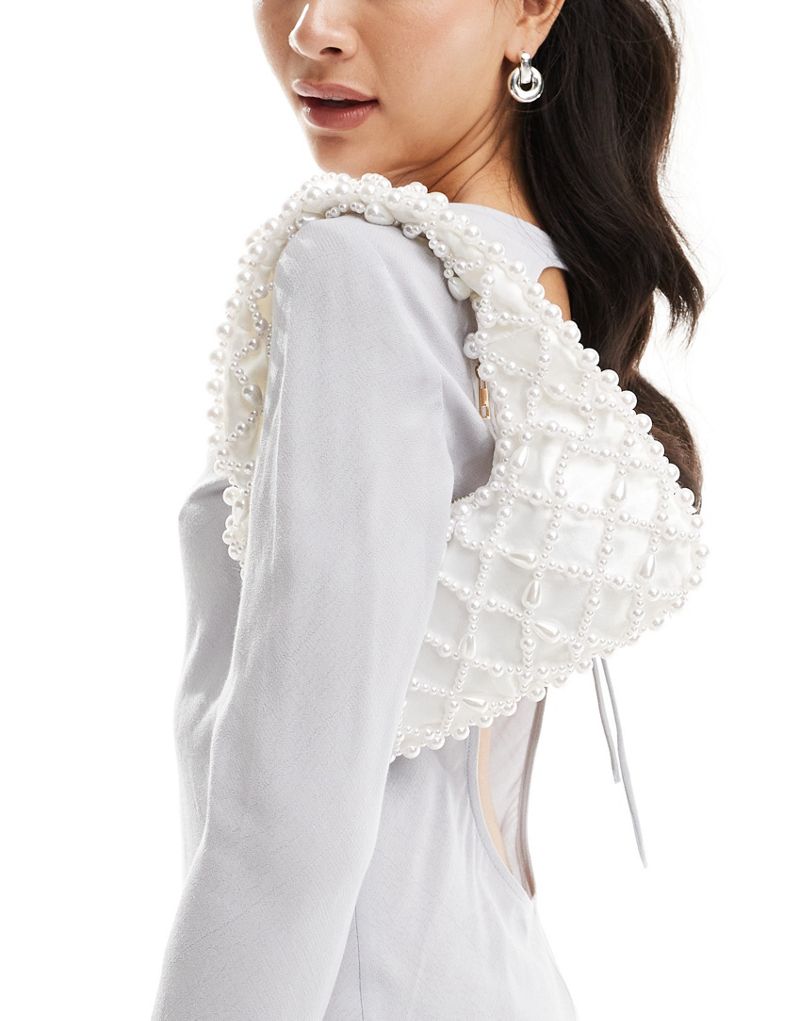 True Decadence embellished shoulder bag in white True Decadence