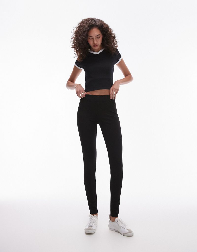 Topshop Tall full length heavy weight leggings in black Topshop Tall