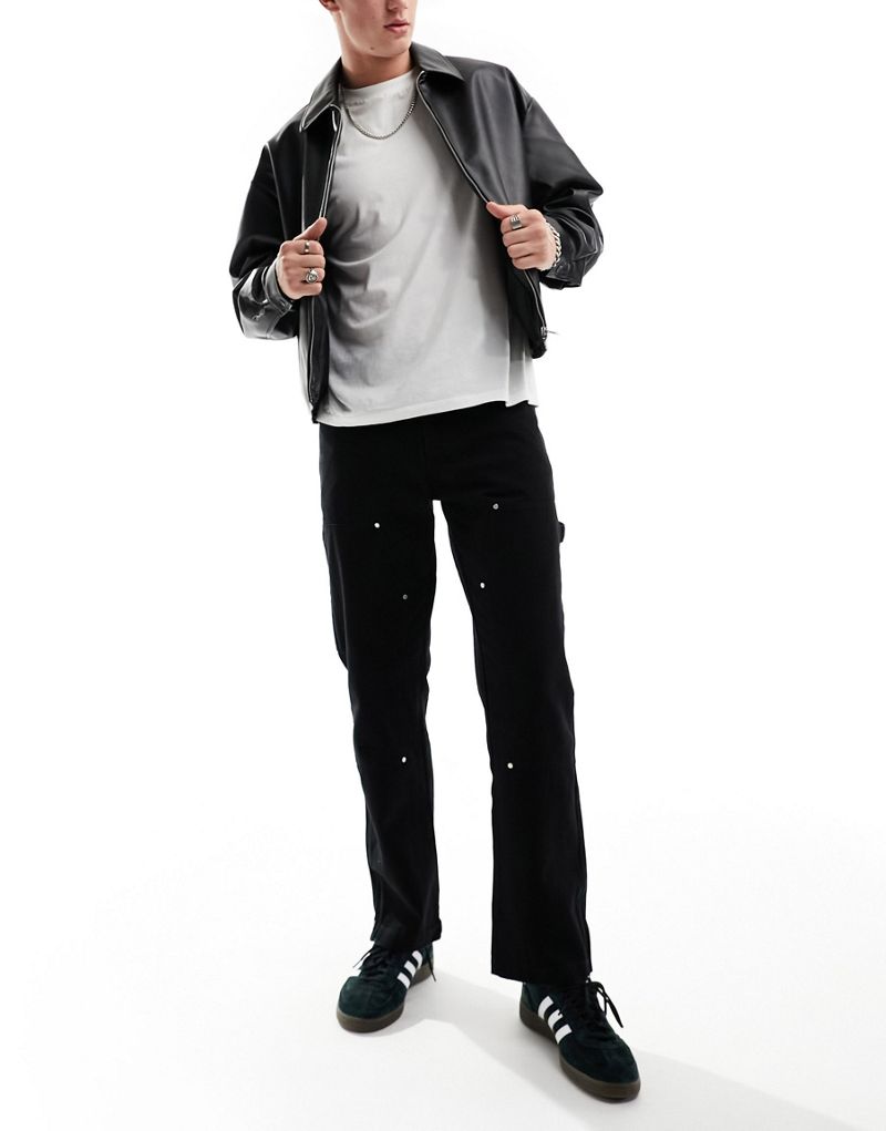 The Couture Club twill carpenter cargo pants in black The Couture Club