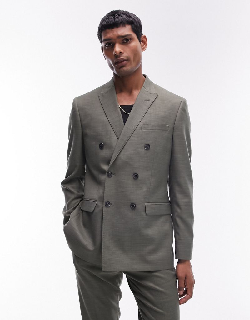 Topman skinny suit jacket in khaki TOPMAN
