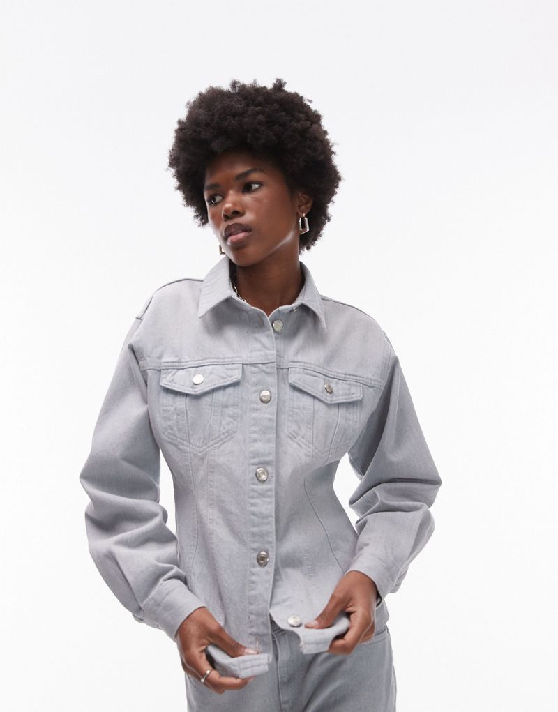 Topshop denim cinched shirt in cloudy blue TOPSHOP