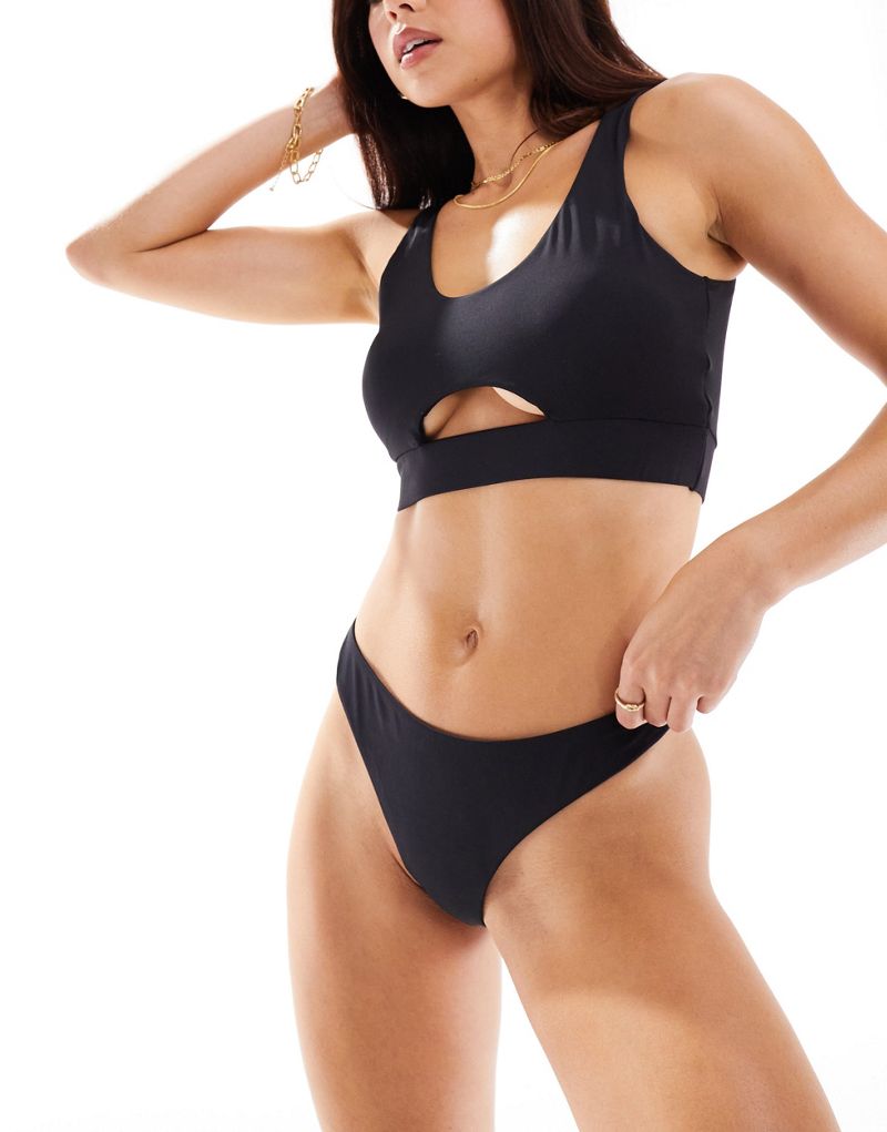 Vero Moda mix and match high v waisted brazilian bikini bottoms in black VERO MODA