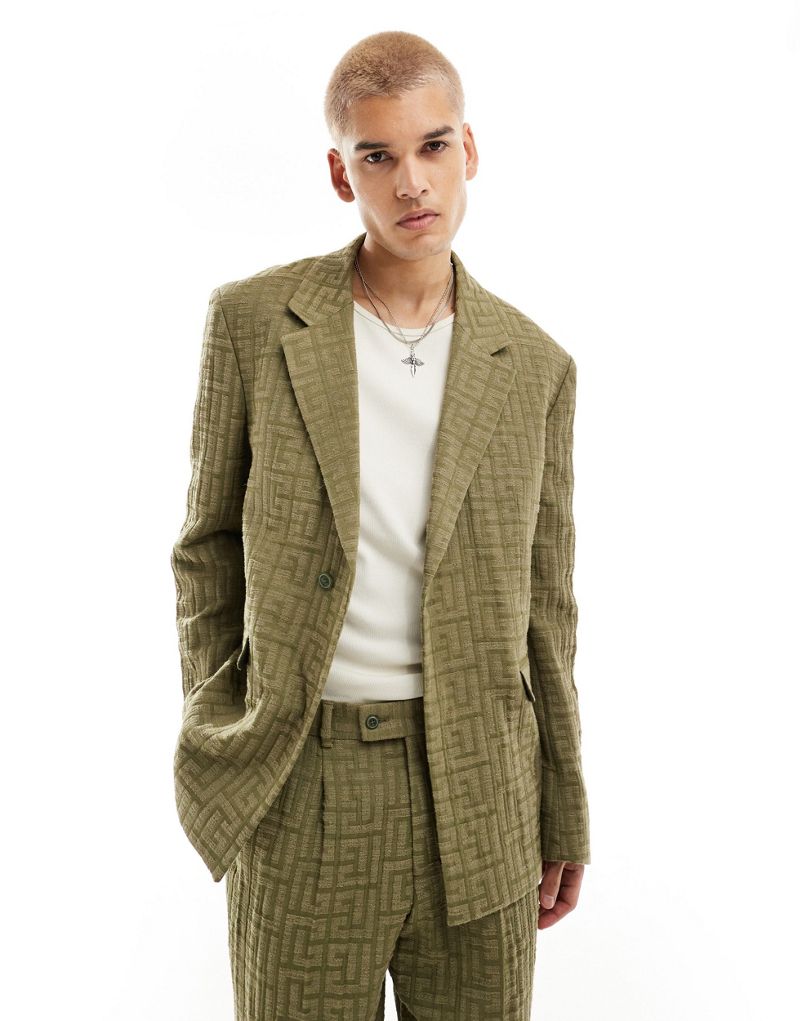 Viggo malacia plaid suit jacket in khaki Viggo