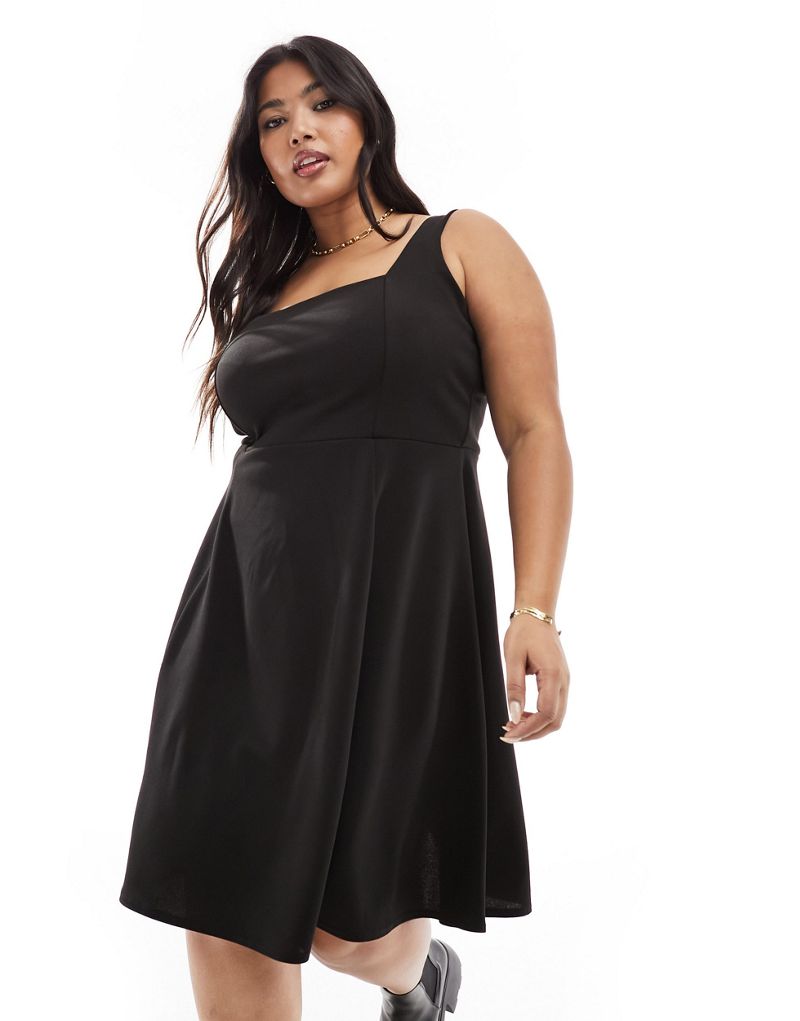 Yours square neck pinny dress in black Yours