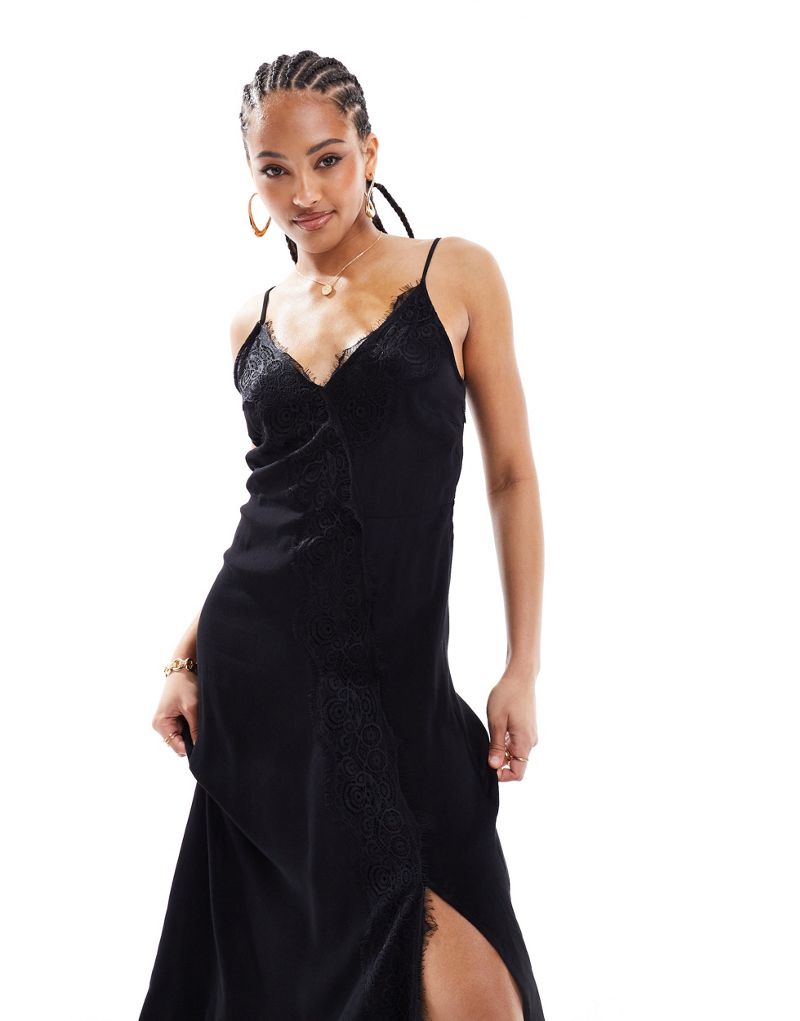 Y.A.S cami dress with lace detail in black  Y.A.S