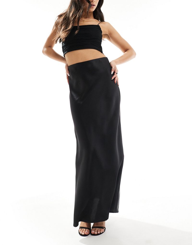 Y.A.S satin bias cut maxi skirt in black Y.A.S