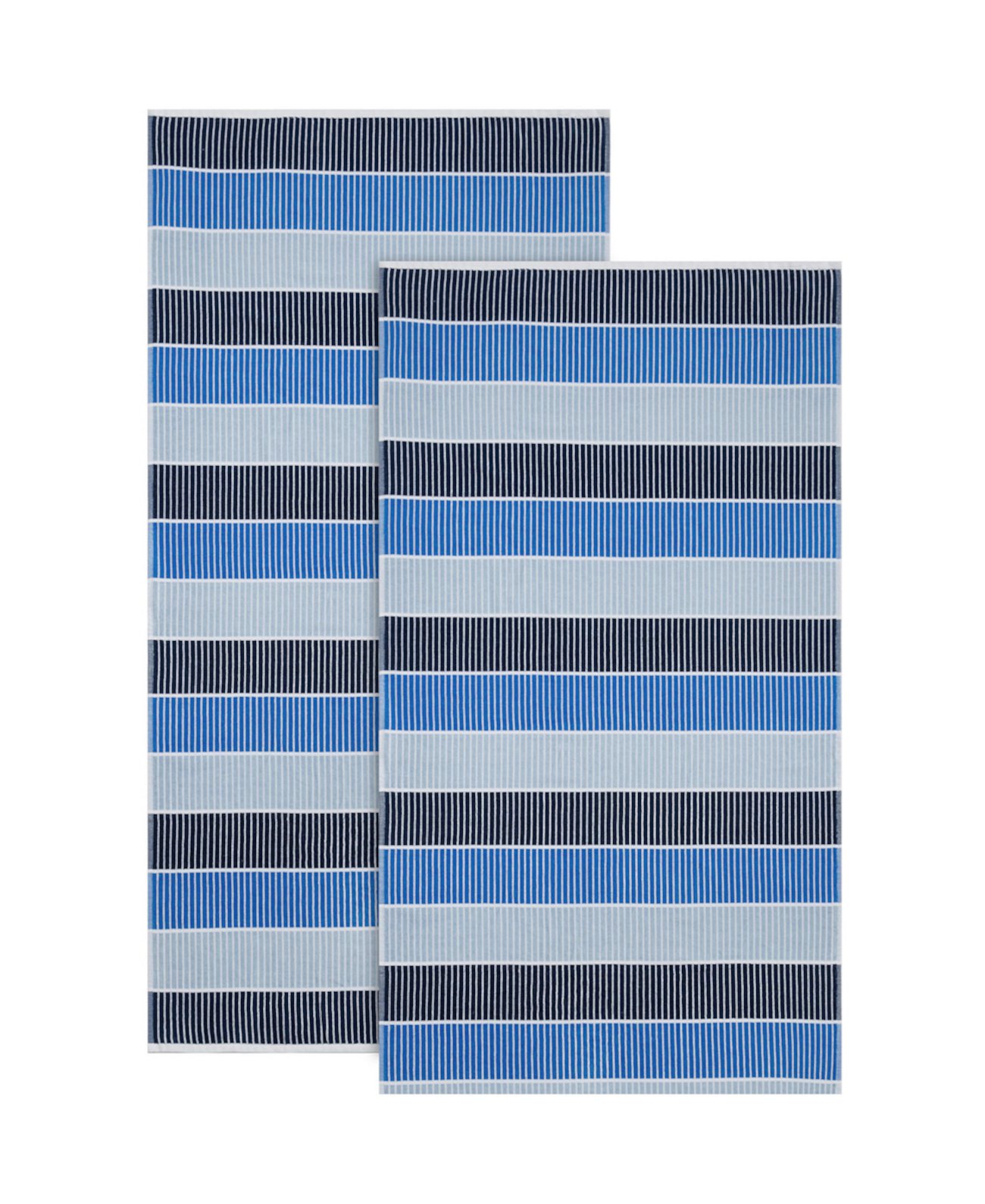Blocked Terry Yarn Dyed Stripe Beach Towel Set, 68" x 36" Calvin Klein