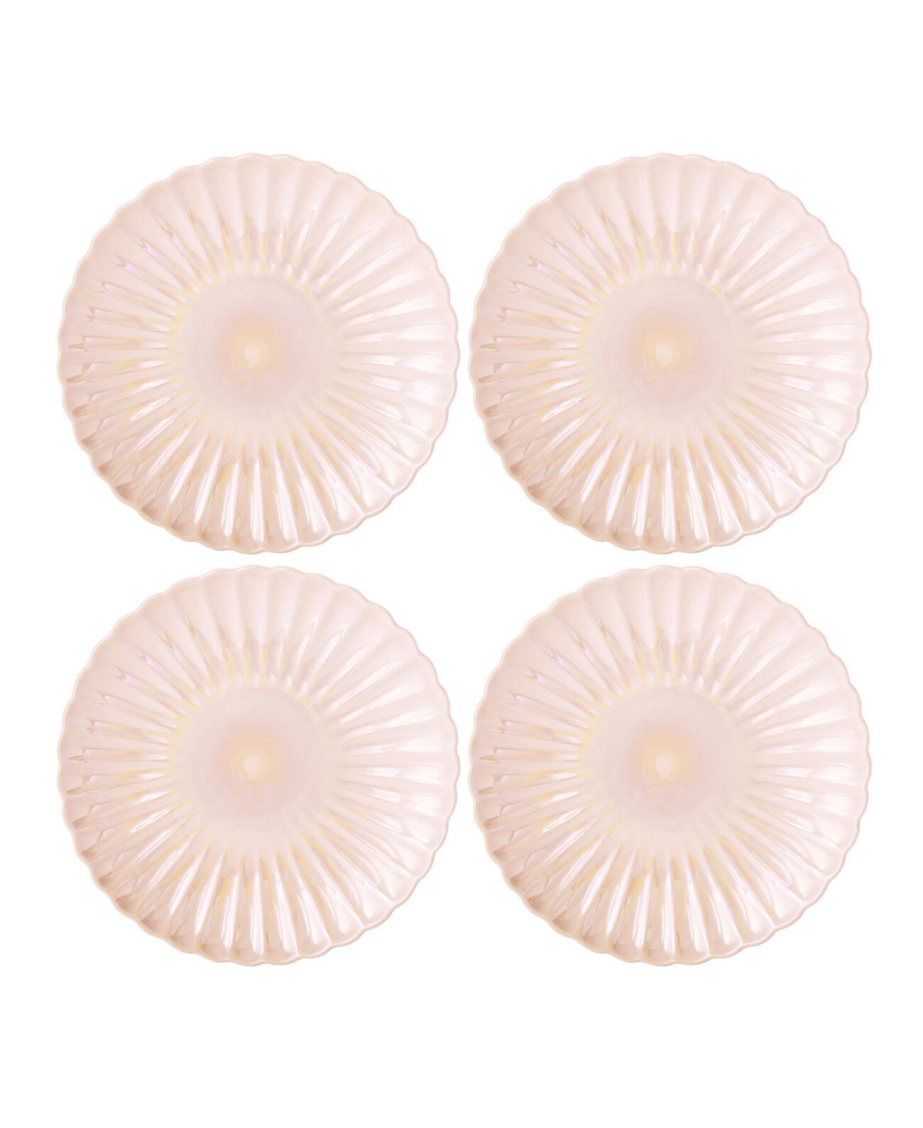 Blush Scalloped Iridecent Appetizer Plates Godinger