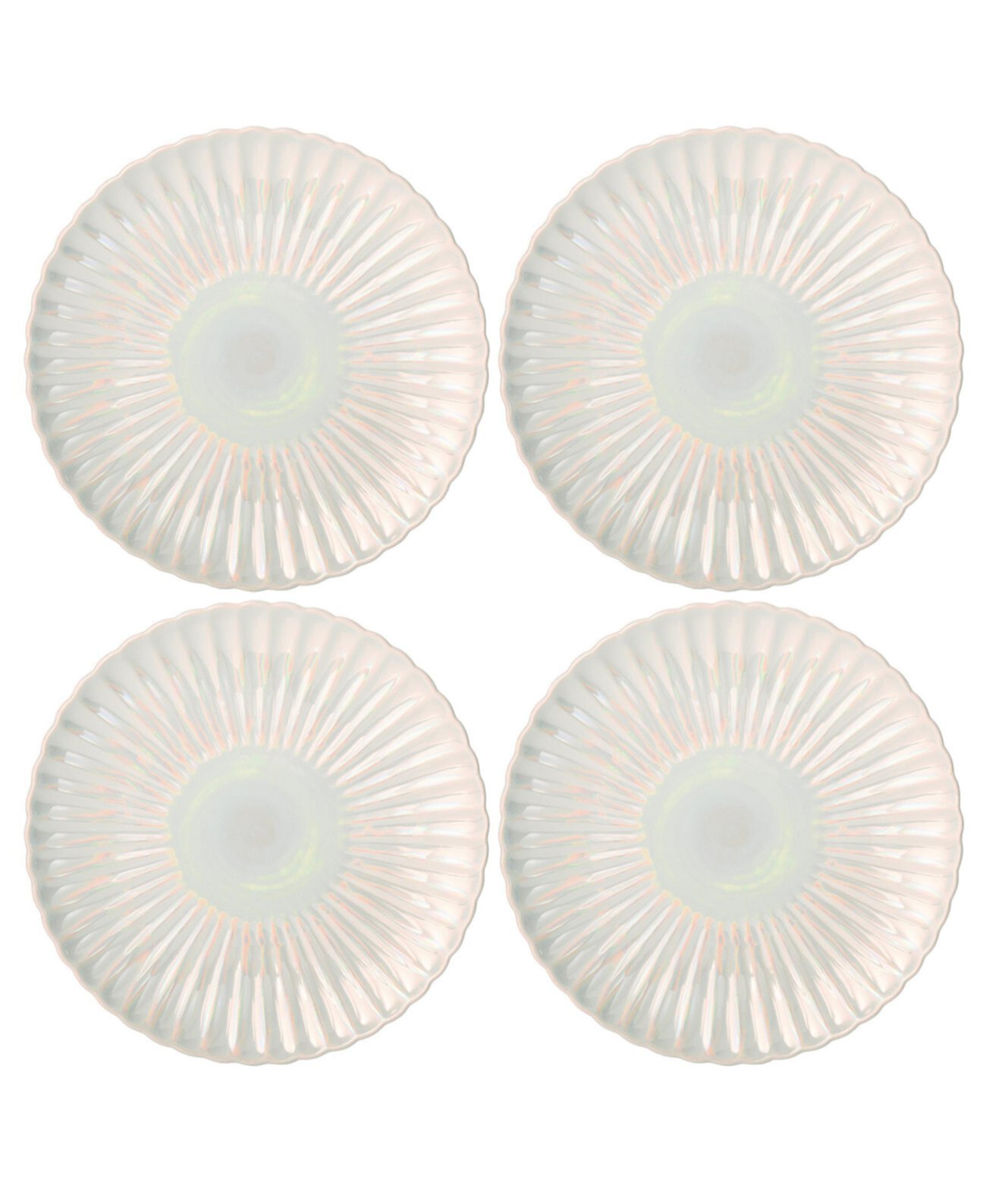 Blush Scalloped Iridescent Dinner Plates Godinger