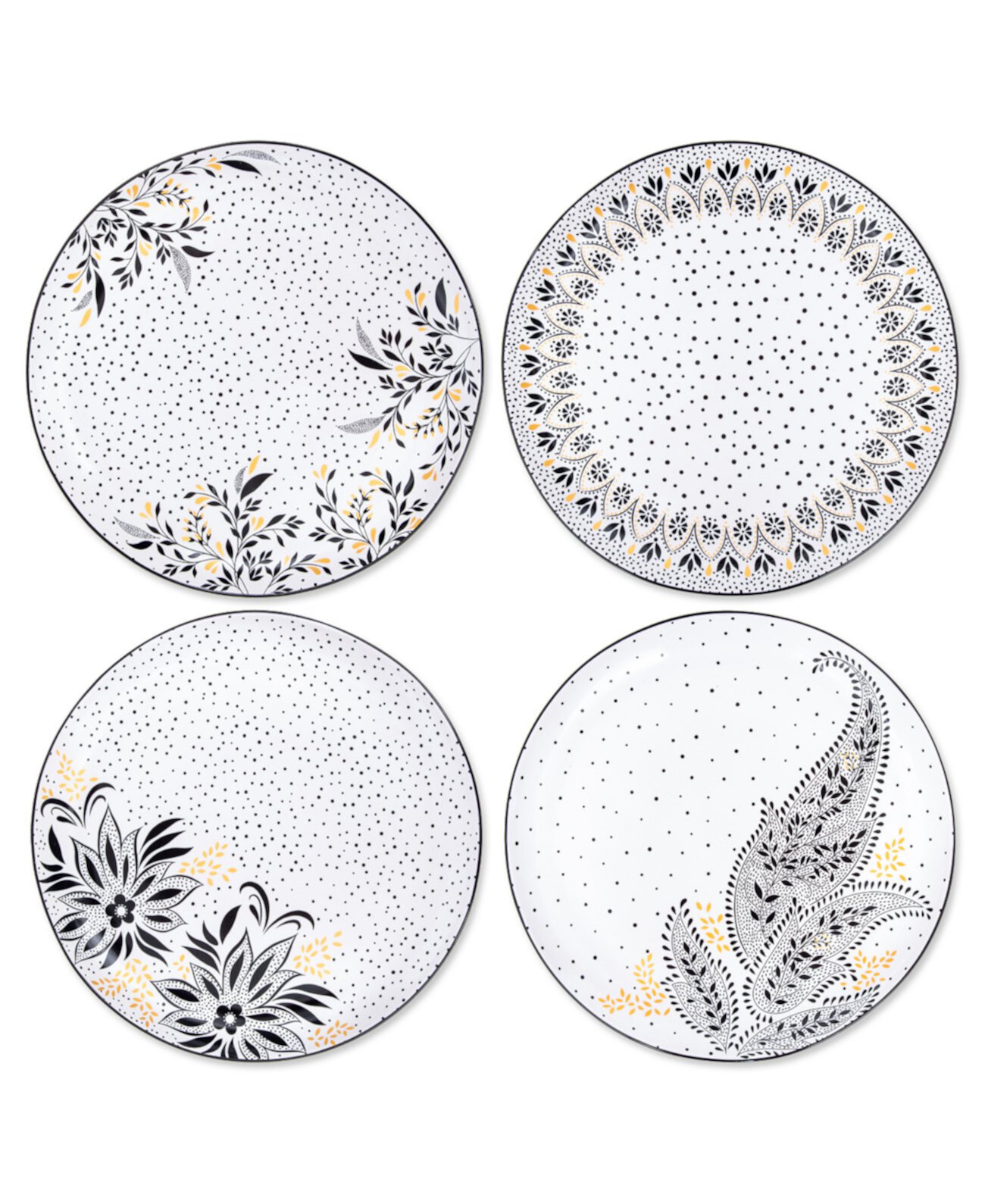 Sara Miller Artisanne Noir Dinner Plates, Set of 4 Portmeirion