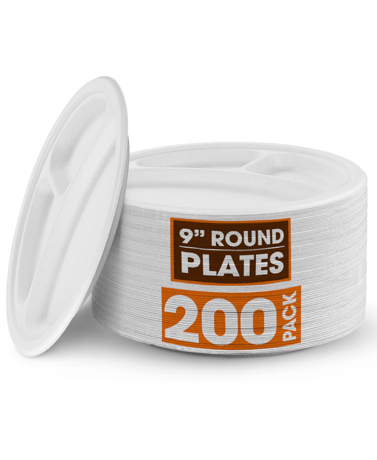 9 Inch Compartment Paper Plates, 200 Pack Cheer Collection