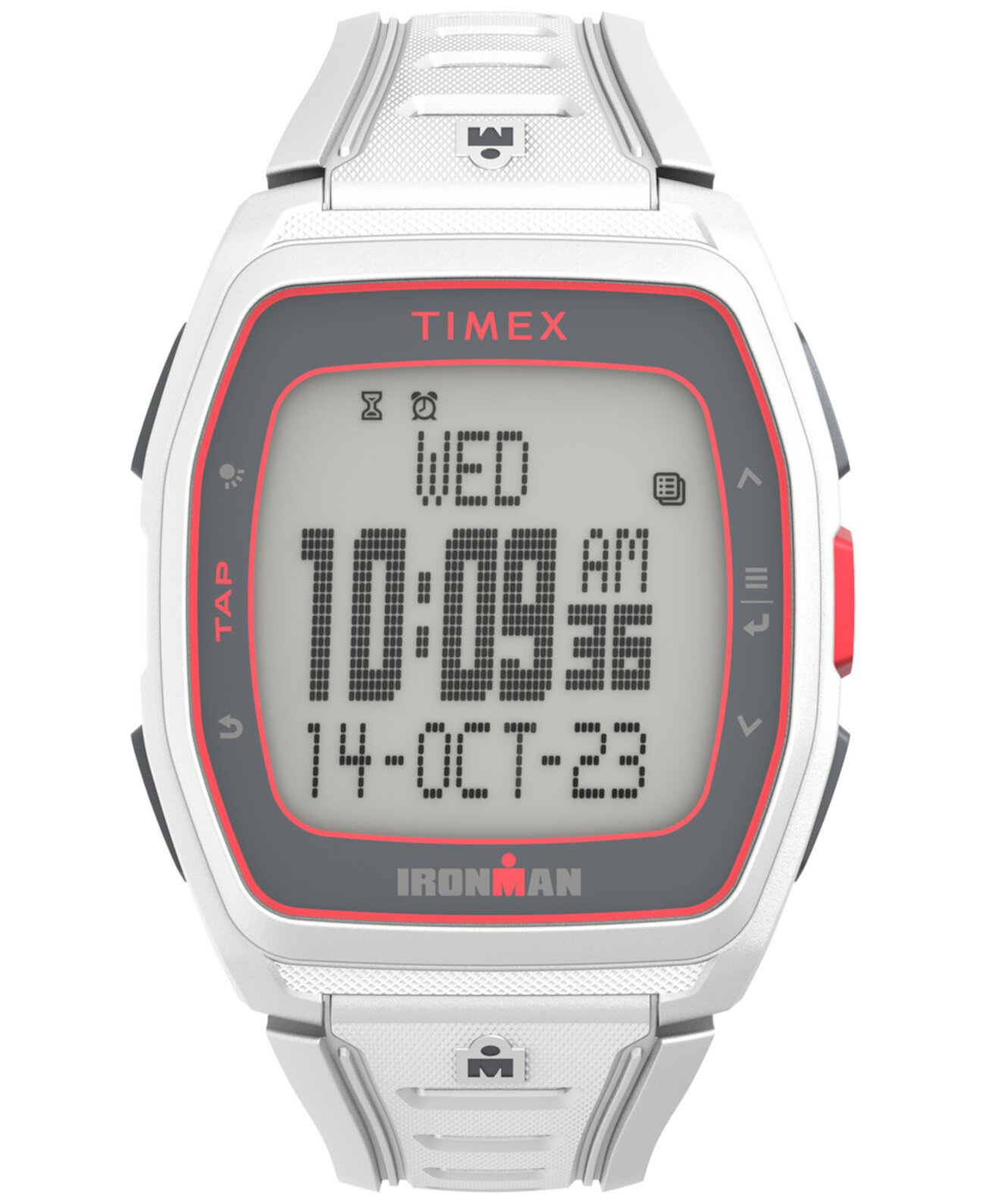 Unisex Ironman T300 Digital White Silicone Strap 42mm Watch Timex