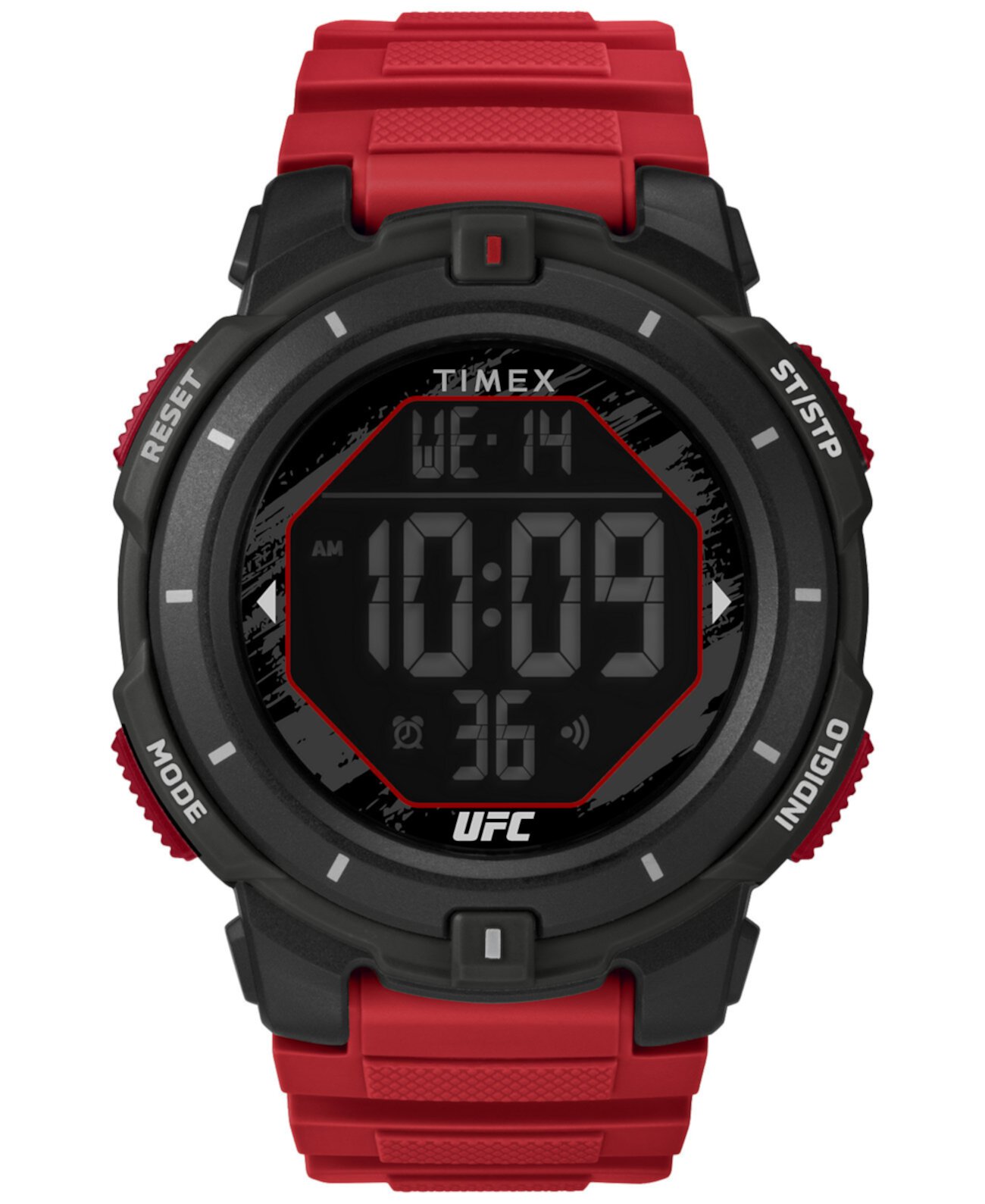 Мужские цифровые часы UFC Rumble с красным полиуретановым ремешком, 50 мм Timex