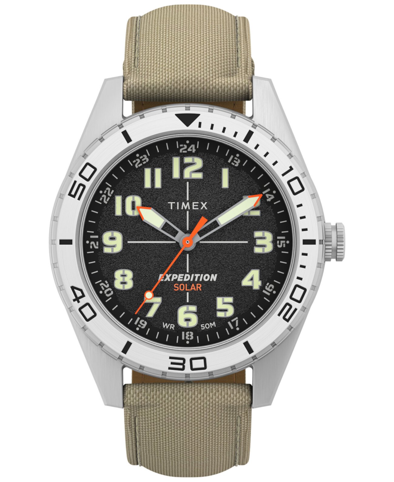 Men's Expedition Field Analog Solar Tan material Strap 43mm Round Watch Timex