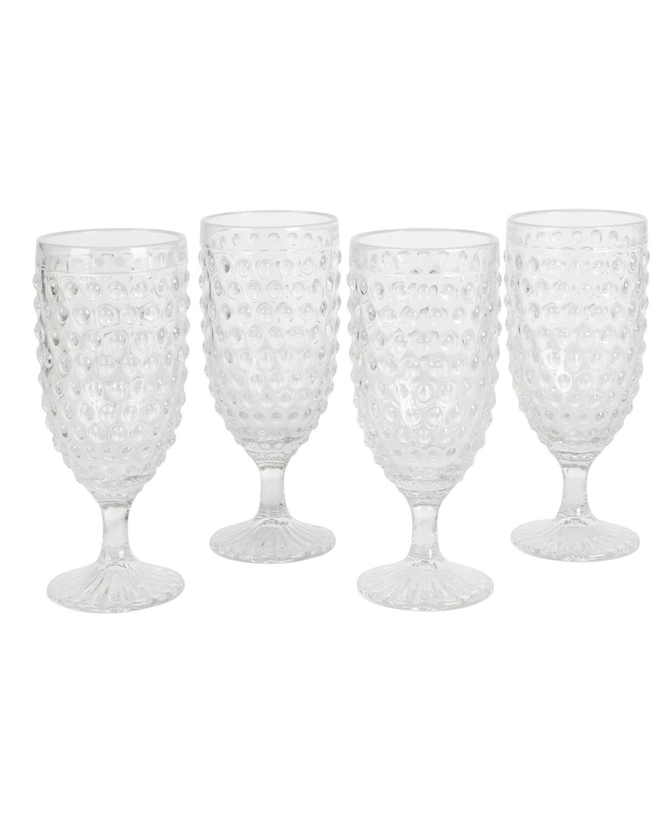 Chauncey Hobnail Handmade Glass Goblet, Set of 4 Martha Stewart