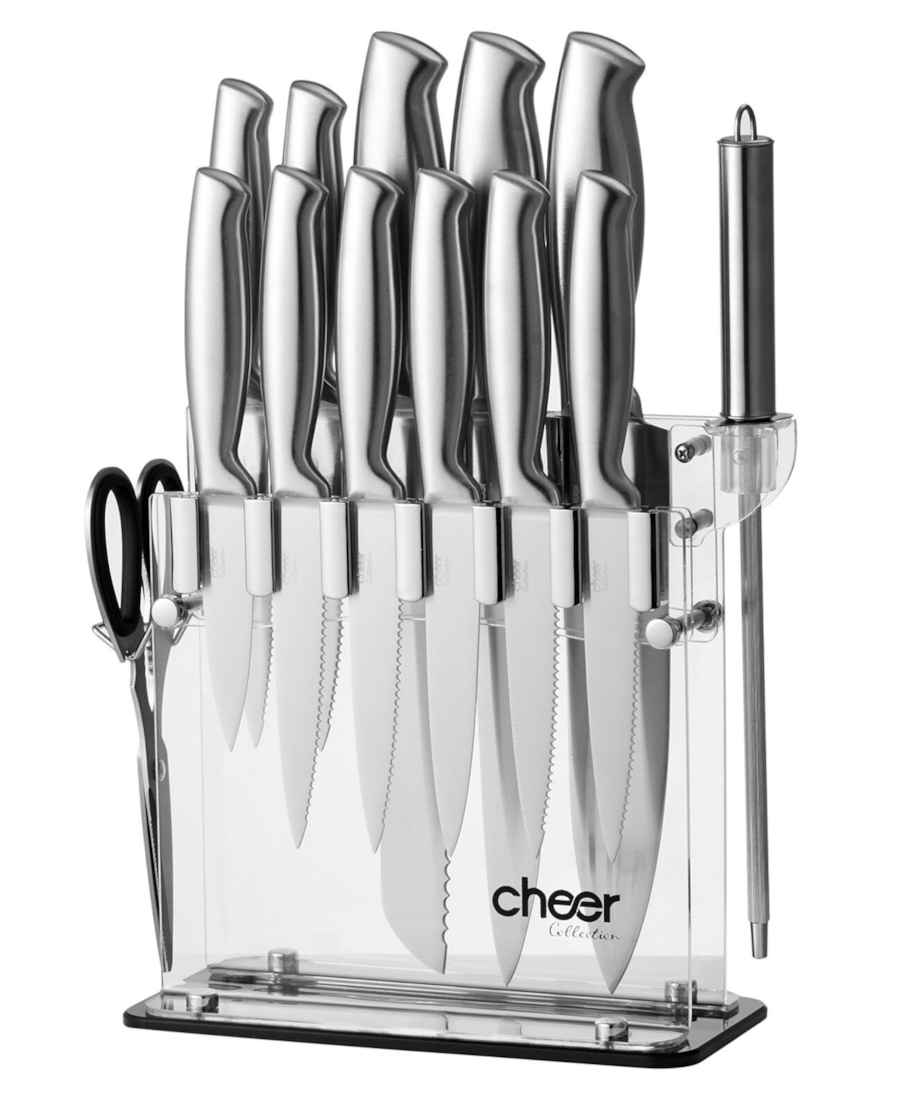 Stainless Steel Chef Knife Set with Acrylic Stand 14-Piece Cheer Collection