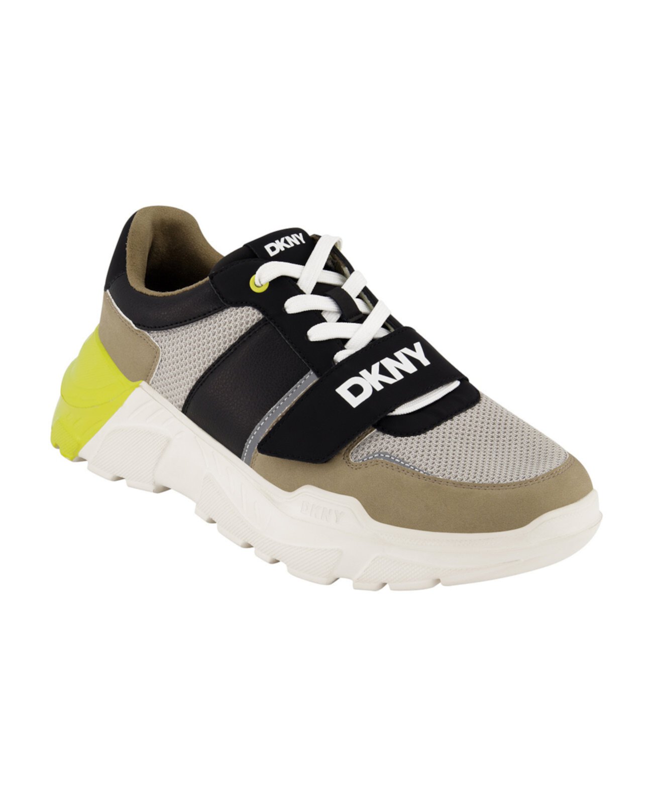 Men's Mixed Media Runner with Front Logo Strap Sneakers DKNY