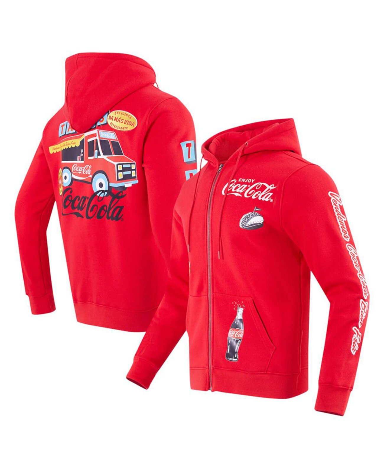 Men's Red Coca-Cola Tacos Full-Zip Hoodie Jacket Freeze Max
