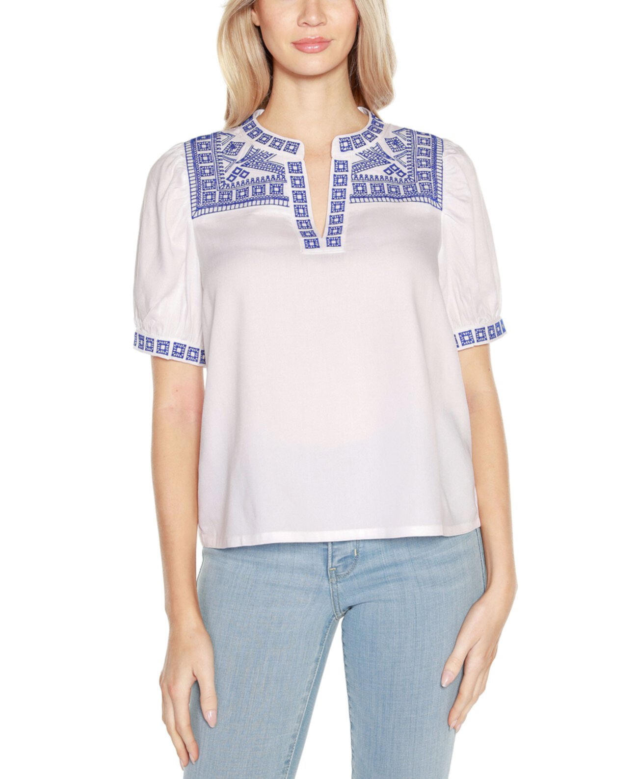 Women's Embroidered Boho Short Sleeve Top Belldini