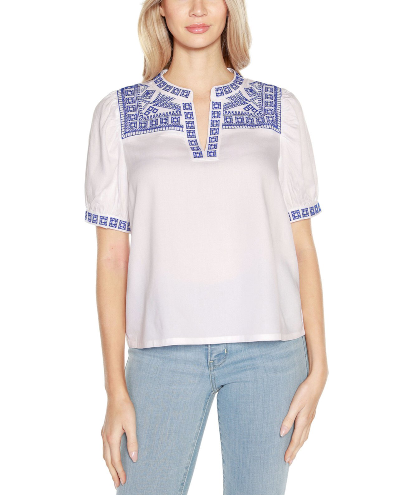 Женская Блузка Belldini Embroidered Boho Short Sleeve Top Belldini