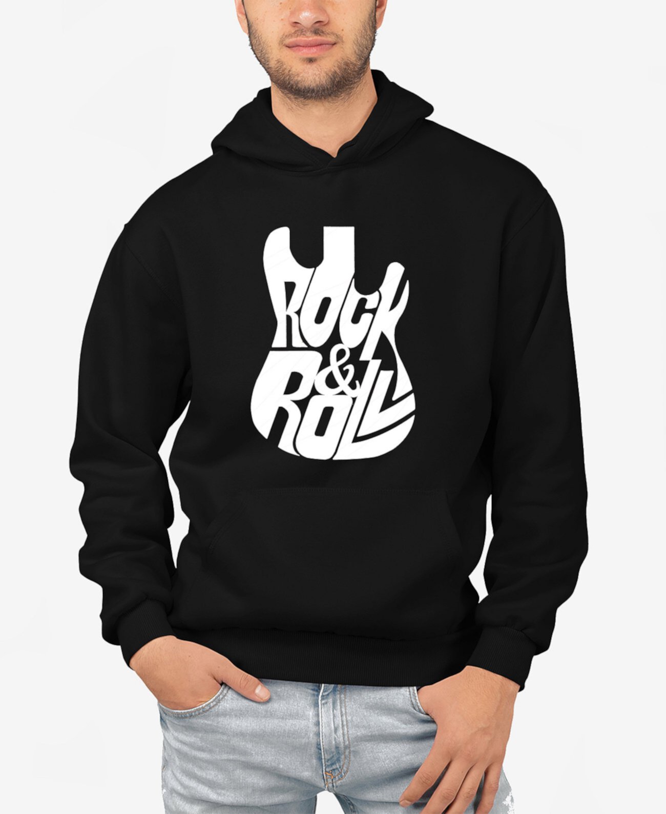 Rock And Roll Guitar - Men's Word Art Hooded Sweatshirt LA Pop Art