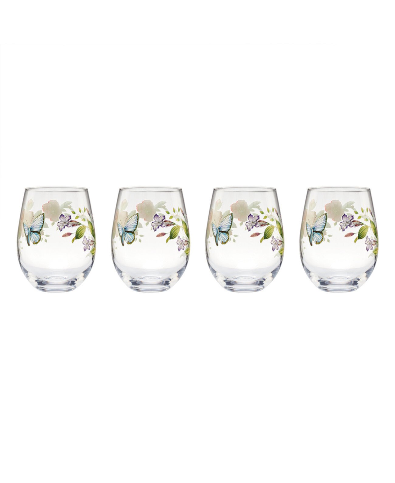 Butterfly Meadow Stemless Wine Glasses, Set of 4 Lenox